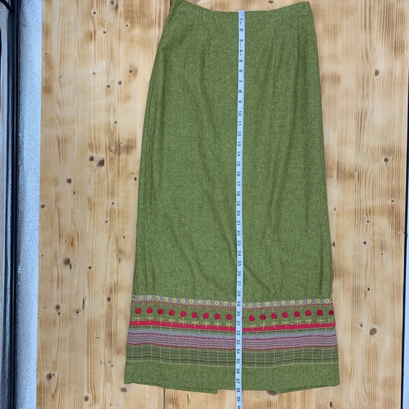 Vintage David Brooks Linen Blend Embroidered Maxi Skirt Sz 8 - Picture 10 of 11